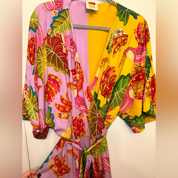 Farm Rio Tropical Mixed Beaks & Bananas Maxi Wrap Dress Size XL Multicolored - Picture 7 of 16